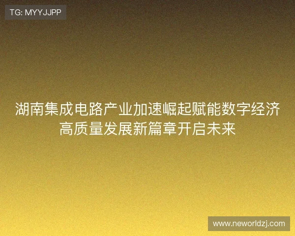 湖南集成电路产业加速崛起赋能数字经济高质量发展新篇章开启未来 湖南集成电路产业加速崛起赋能数字经济高质量发展新篇章开启未来